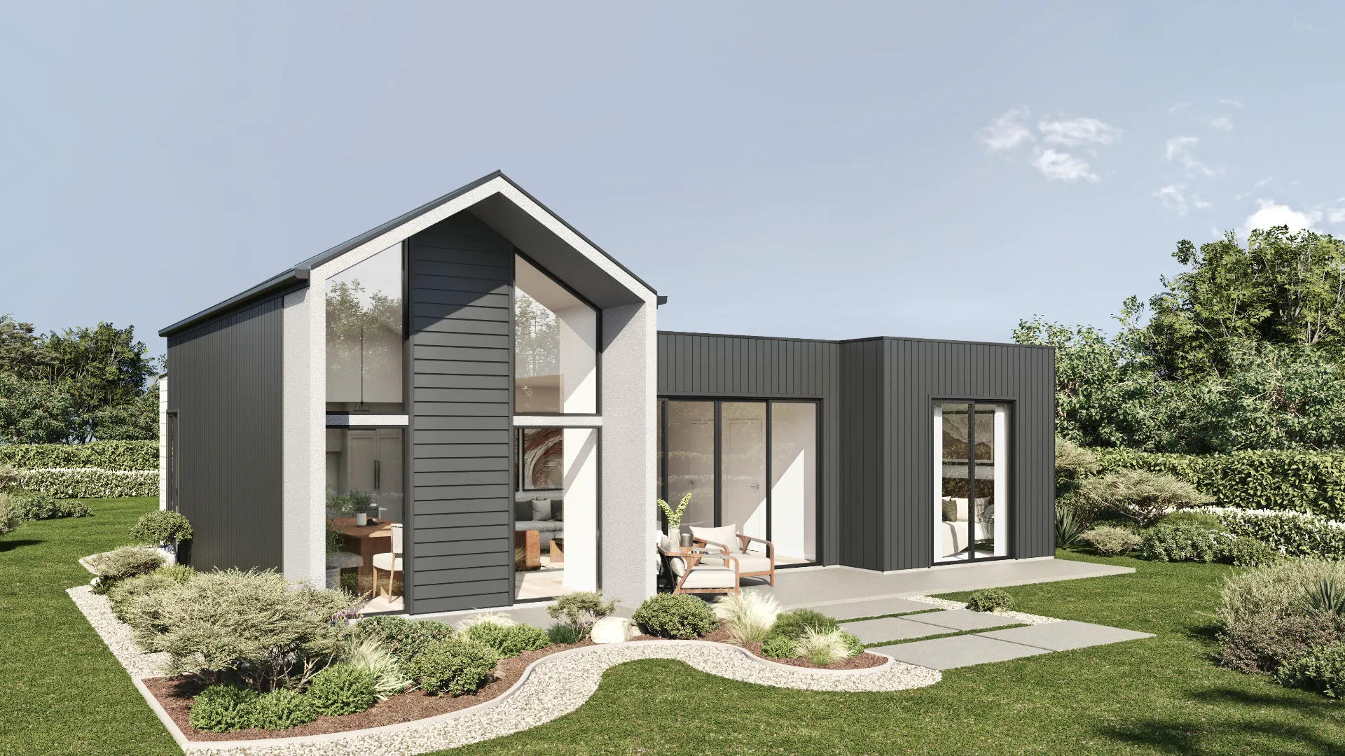Exterior Visualization example — barn style melrose residence