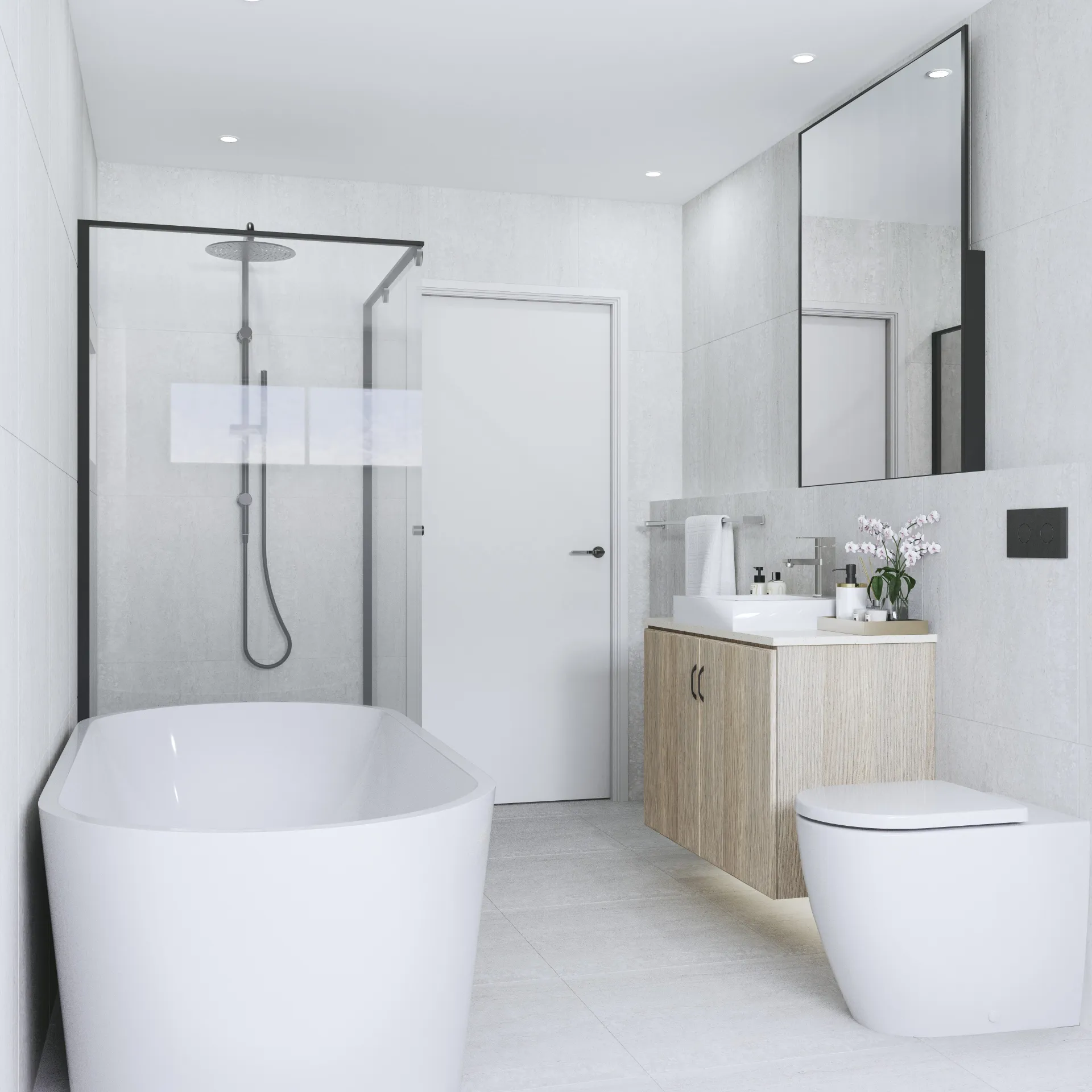 Interior Visualization example — ensuite bathroom marble